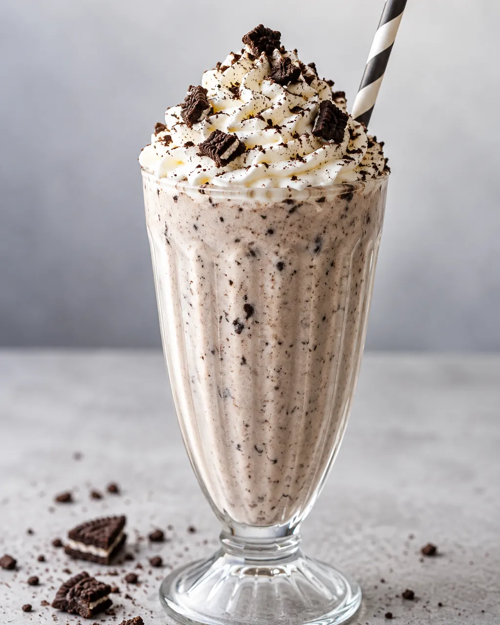 Illustrative milkshake in a tall glass with a straw, not a photo of the restaurant's shakes